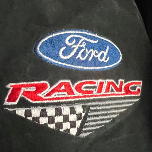 🔥🔥Vintage 90’s NASCAR Ford Racing Suede Leather Embroidered Zip Up Lined Jacke - Picture 10 of 15